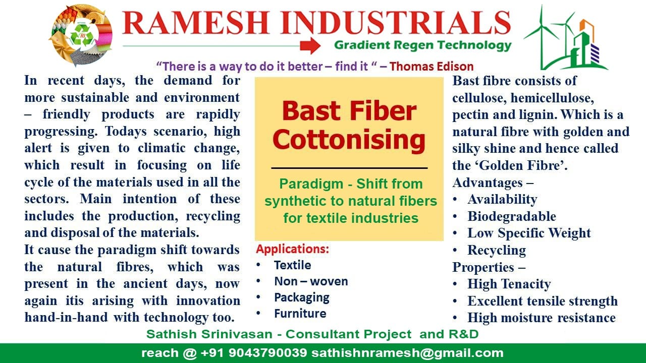 Bast Fiber Cottonising project sheet from Ramesh Industrials